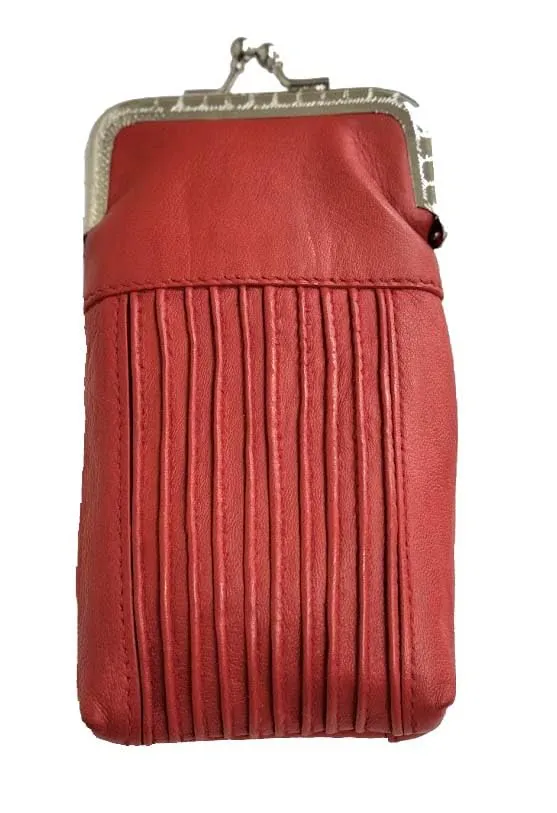 Leatherboss Genuine Leather Cigarette Case Pack Holder Regular or 100's Lighter Pocket, Designer Red