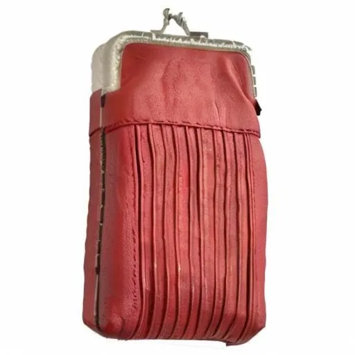 Leatherboss Genuine Leather Cigarette Case Pack Holder Regular or 100's Lighter Pocket, Designer Red