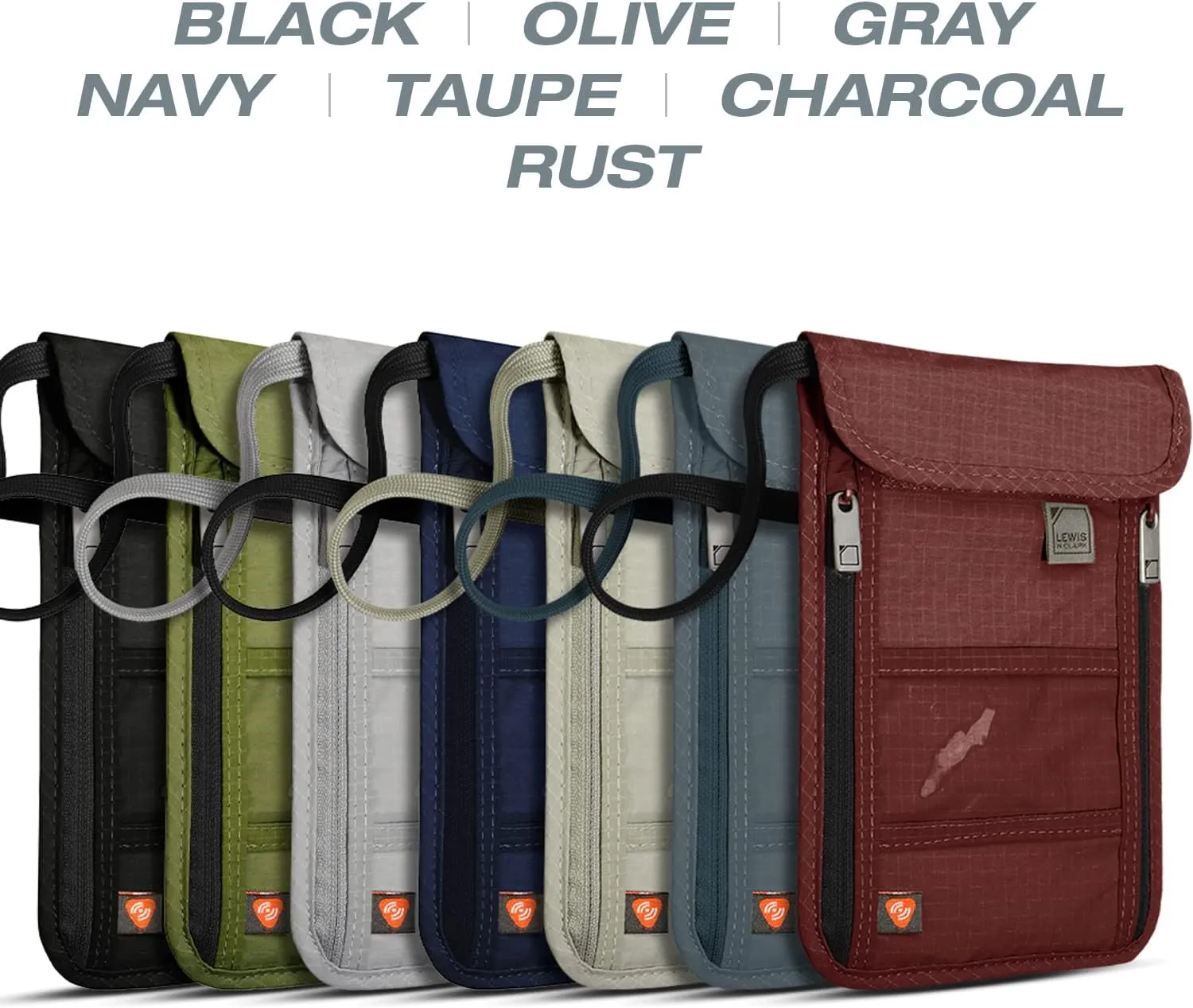 Lewis N. Clark RFID Blocking Stash Neck Wallet, Travel Pouch   Passport Holder for Women & Men, Gray, One Size