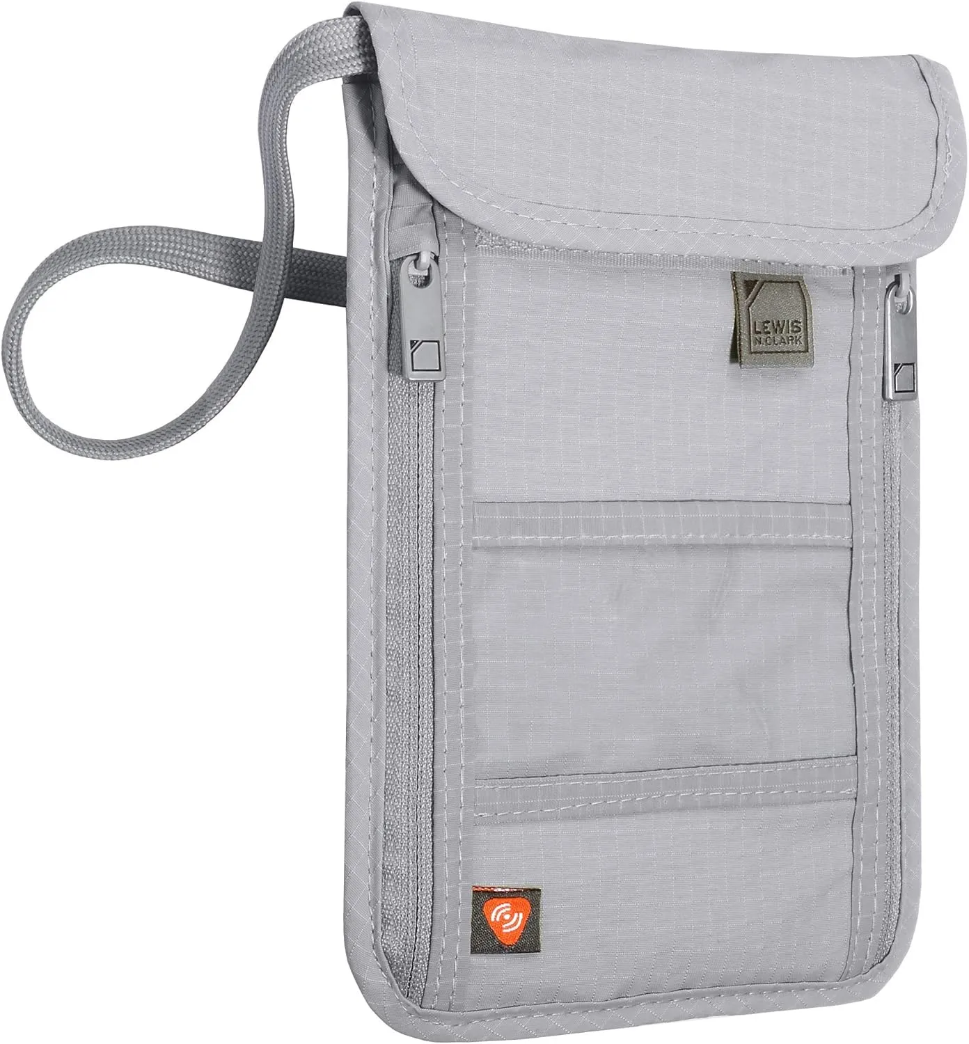 Lewis N. Clark RFID Blocking Stash Neck Wallet, Travel Pouch   Passport Holder for Women & Men, Gray, One Size