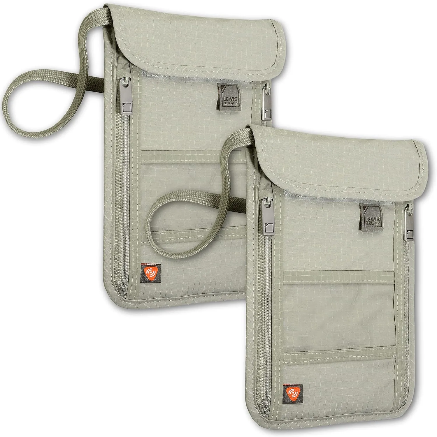 Lewis N. Clark RFID Blocking Stash Neck Wallet, Travel Pouch   Passport Holder for Women & Men, Tan/Tan, One Size