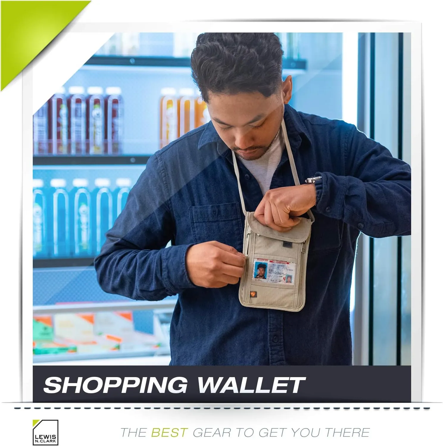 Lewis N. Clark RFID Blocking Stash Neck Wallet, Travel Pouch   Passport Holder for Women & Men, Taupe, One Size