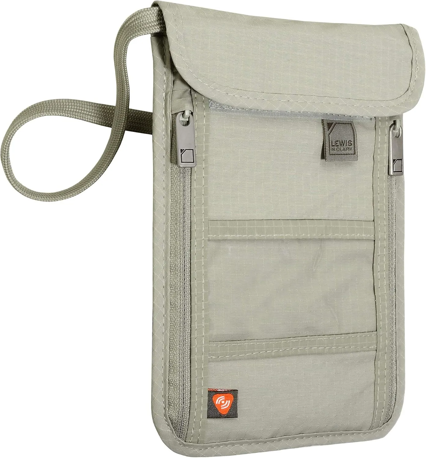 Lewis N. Clark RFID Blocking Stash Neck Wallet, Travel Pouch   Passport Holder for Women & Men, Taupe, One Size