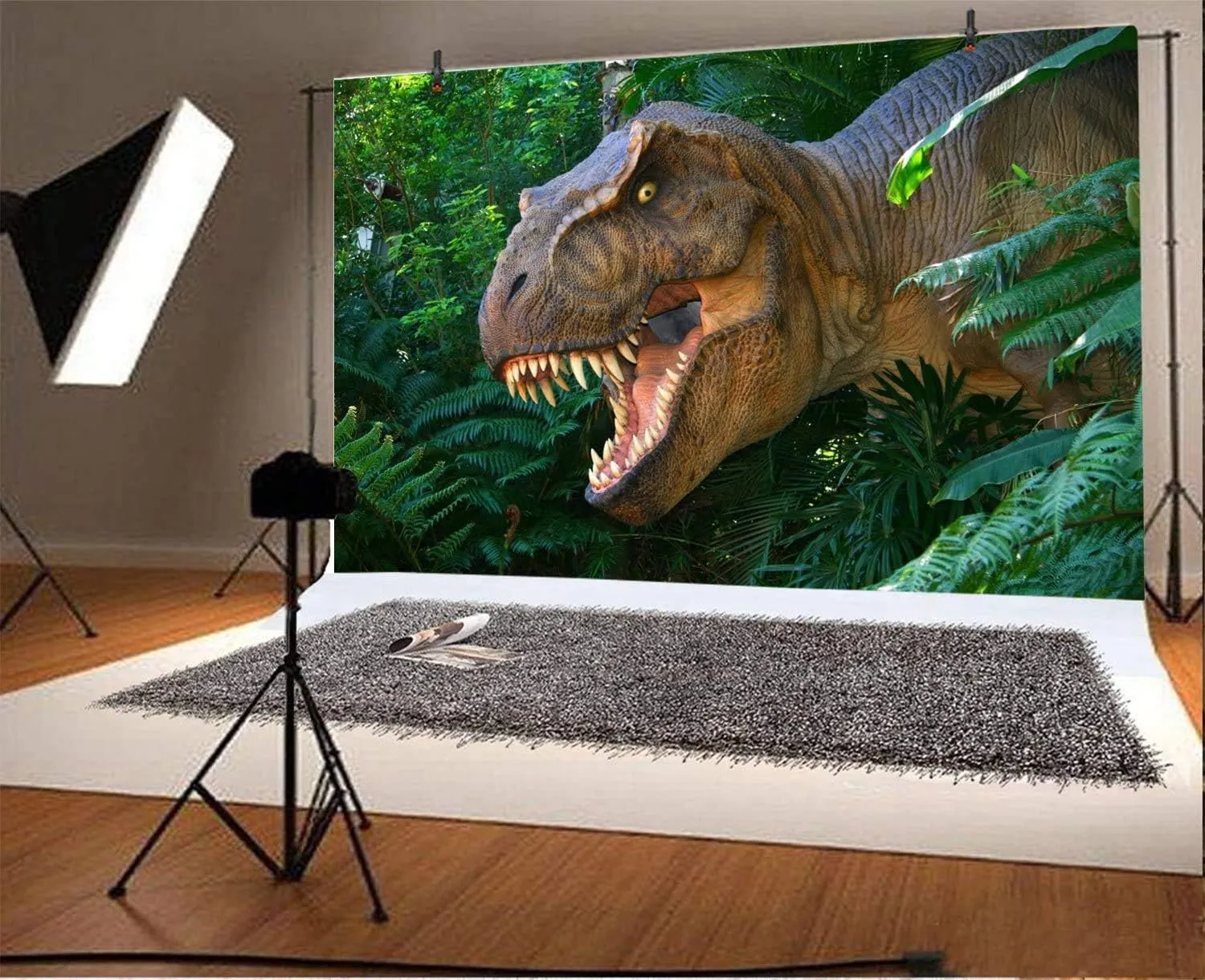 Leyiyi 10x8ft Photography Background 3D Safari Dinasour Birthday Party Backdrop Ancient Jungle Tropical Bush Teeth Hunting Summer Camp Baby Shower Photo Portrait Vinyl Video Studio Prop