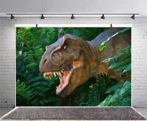 Leyiyi 10x8ft Photography Background 3D Safari Dinasour Birthday Party Backdrop Ancient Jungle Tropical Bush Teeth Hunting Summer Camp Baby Shower Photo Portrait Vinyl Video Studio Prop