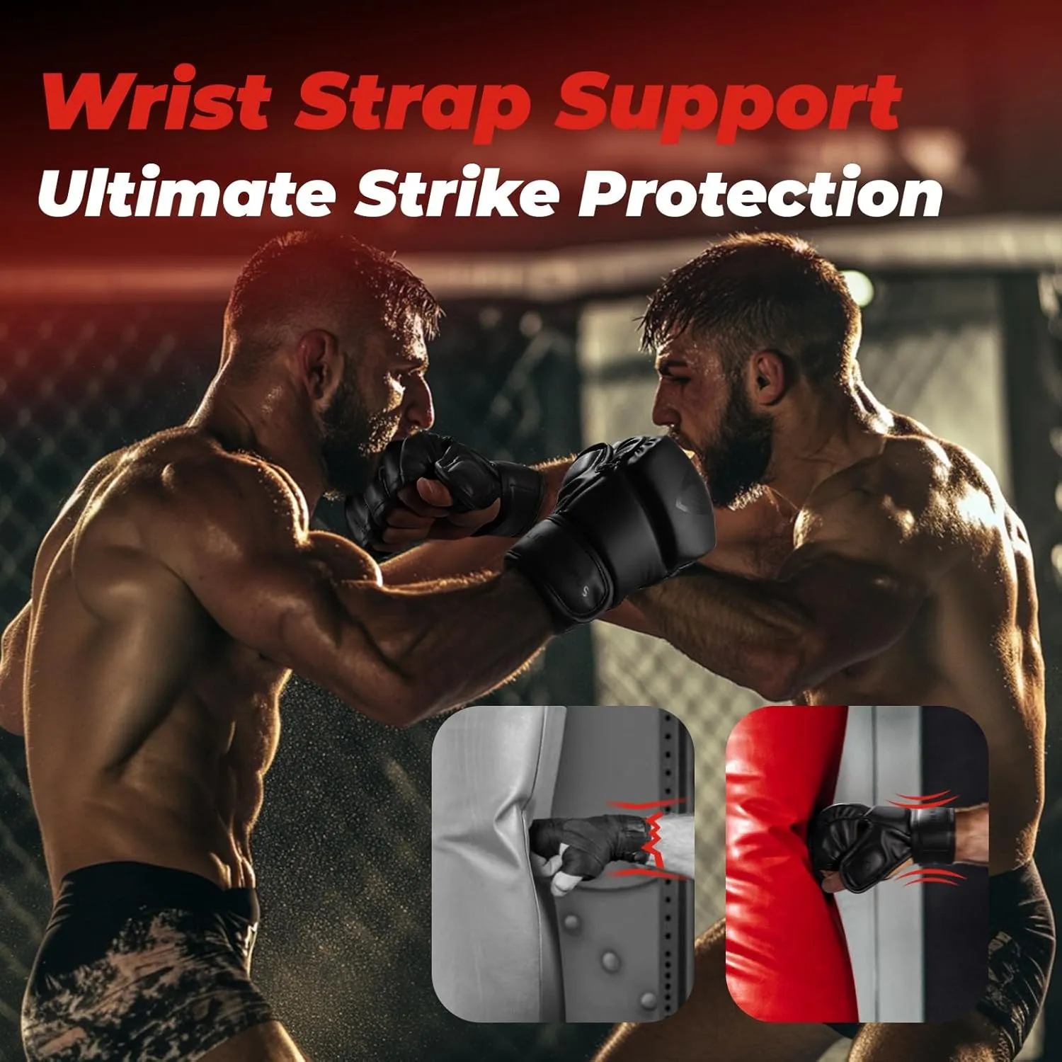 LIBERLUPUS MMA Gloves for Men– Open Palm Training Gloves for Grappling, Kickboxing, Muay Thai, Light Sparring, Youth Self-Defense, Heavy Bag Workouts – Durable Synthetic Leather with Wrist Support