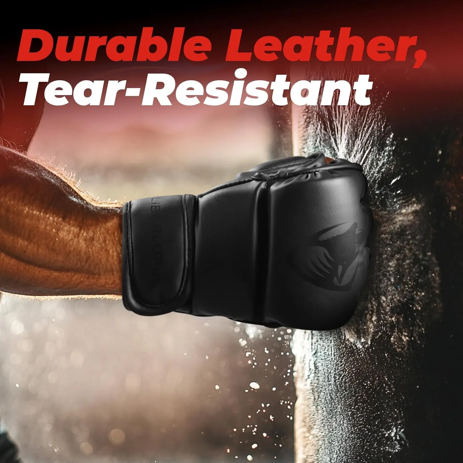 LIBERLUPUS MMA Gloves for Men– Open Palm Training Gloves for Grappling, Kickboxing, Muay Thai, Light Sparring, Youth Self-Defense, Heavy Bag Workouts – Durable Synthetic Leather with Wrist Support