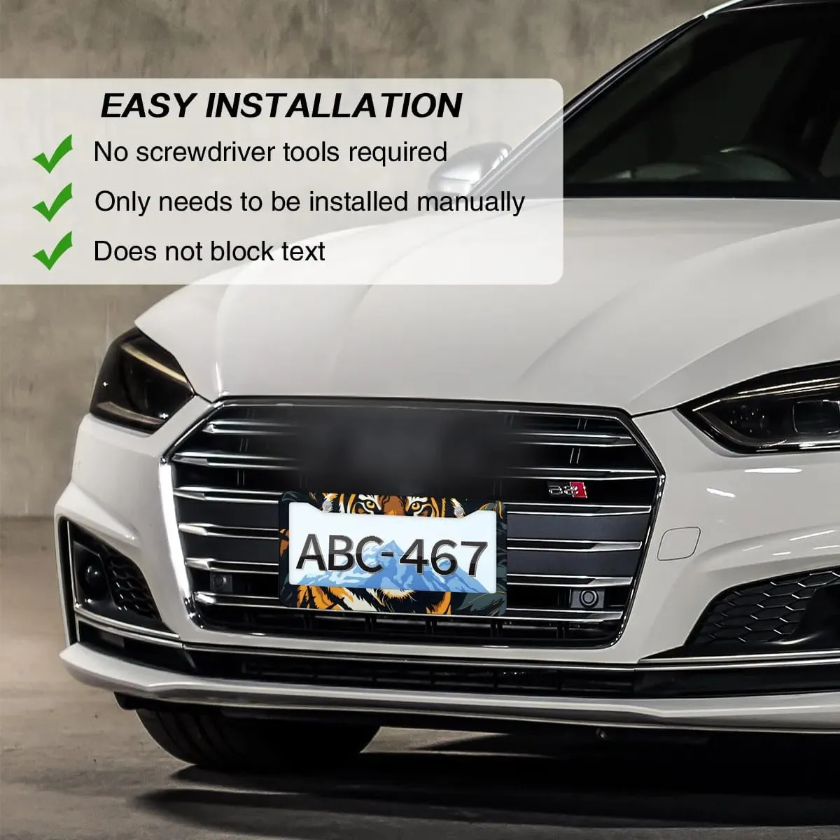 License Plate Frame License 2 Packs Plate Stainless Steel Rust-Proof Auto Parts Funny License Plate Cover Decoration with Screws for Men Women (Animal Tigers)