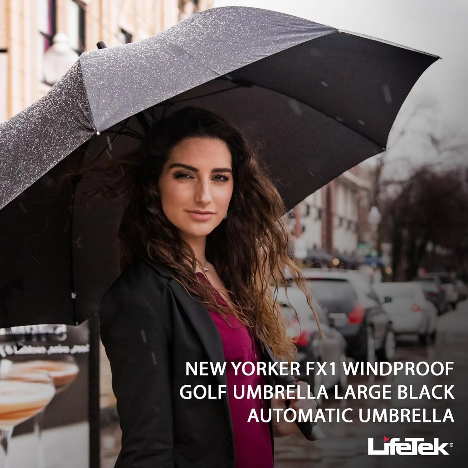 LifeTek Windproof Travel Umbrella, Automatic Open Close, Compact for Rain and Sun, Fits in Purse or Backpack, Strong Lightweight Durable Frame, UV Protection, Small and Portable