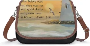 Lighthouse Seagulls Christian Bible Verse Women's Shoulder Bag, Handbag, Crossbody Bag