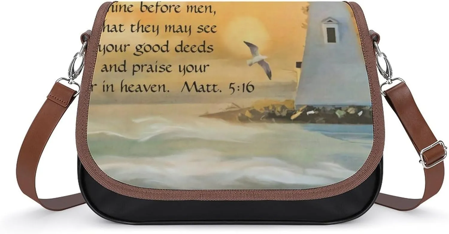 Lighthouse Seagulls Christian Bible Verse Women's Shoulder Bag, Handbag, Crossbody Bag