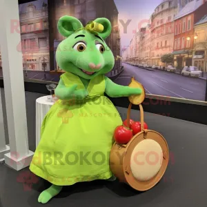 Lime Green Ratatouille mascot costume character dressed with a Skirt and Handbags, Large