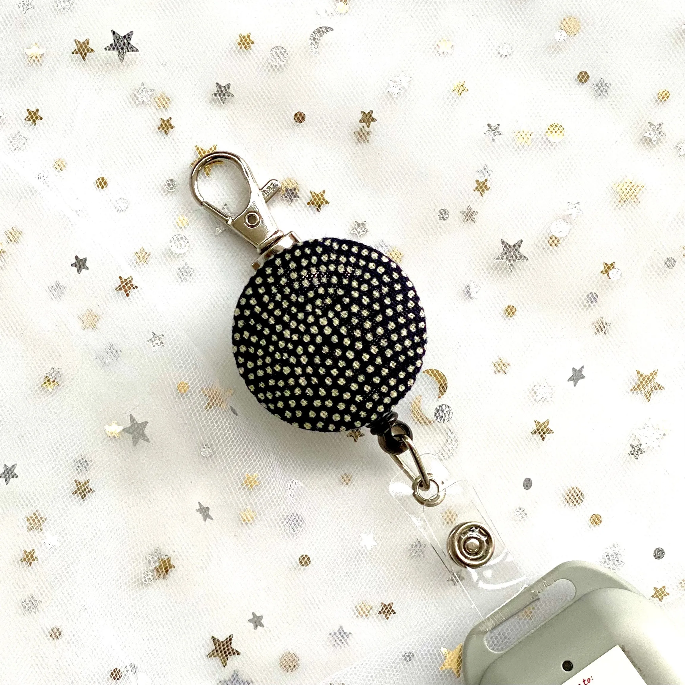 Linen Dots Retractable Badge Reel Only