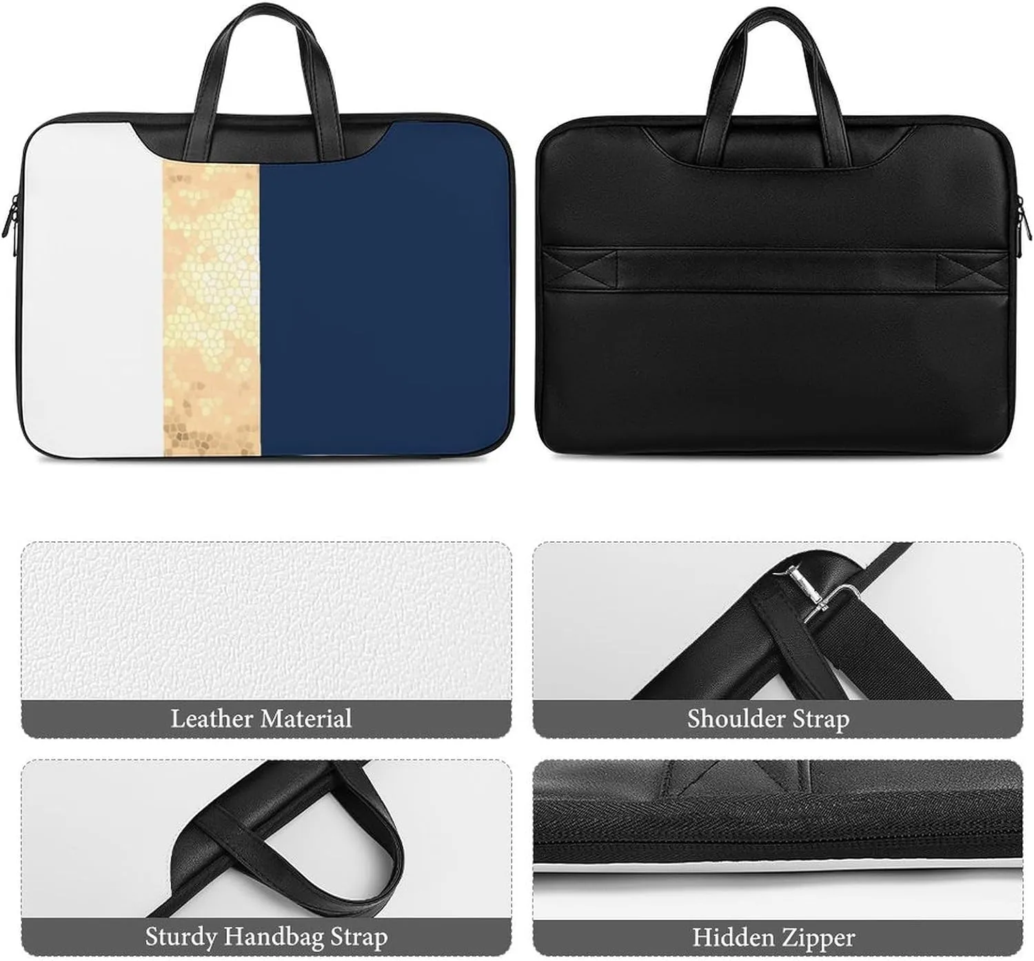 Lines Navy Blue And Yellow Handheld Single Shoulder Crossbody Laptop Bag Unisex