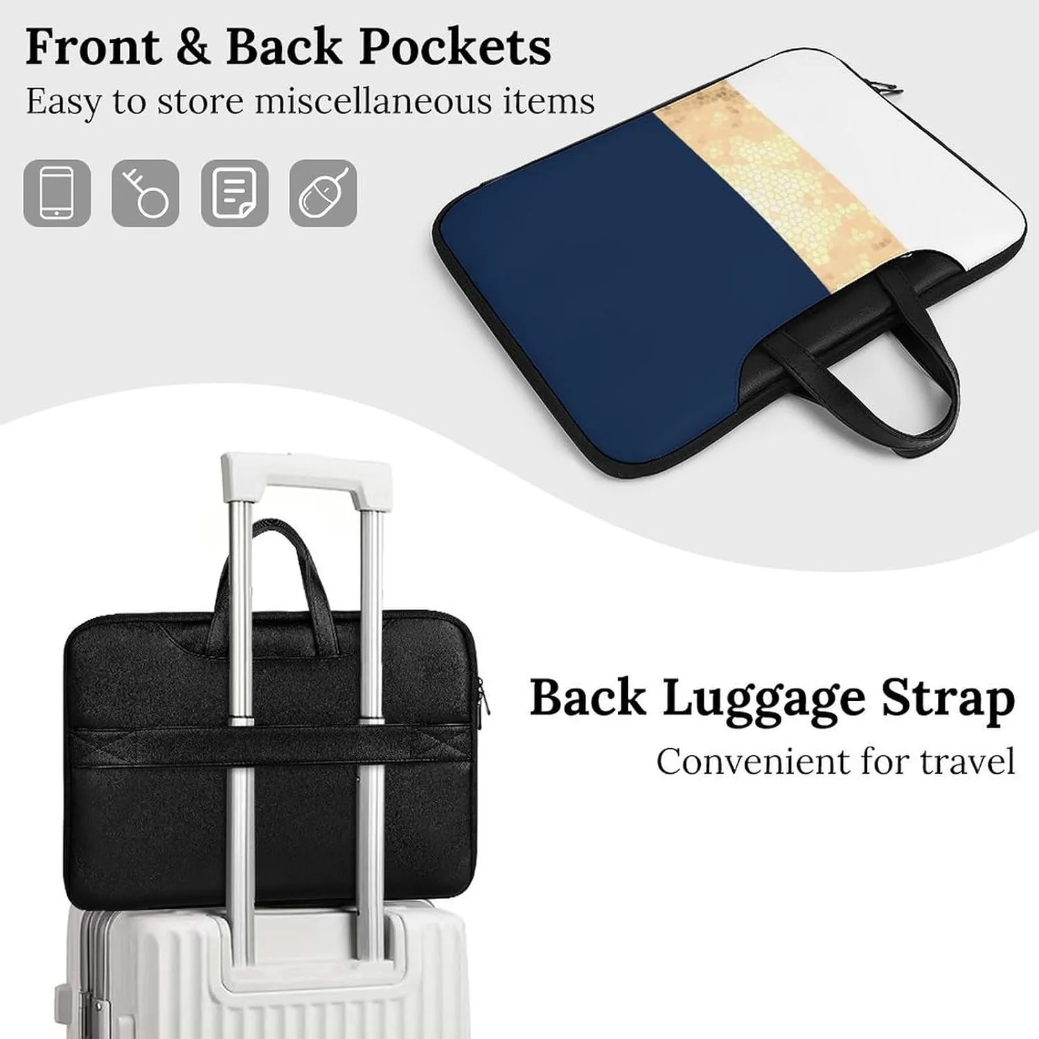Lines Navy Blue And Yellow Handheld Single Shoulder Crossbody Laptop Bag Unisex