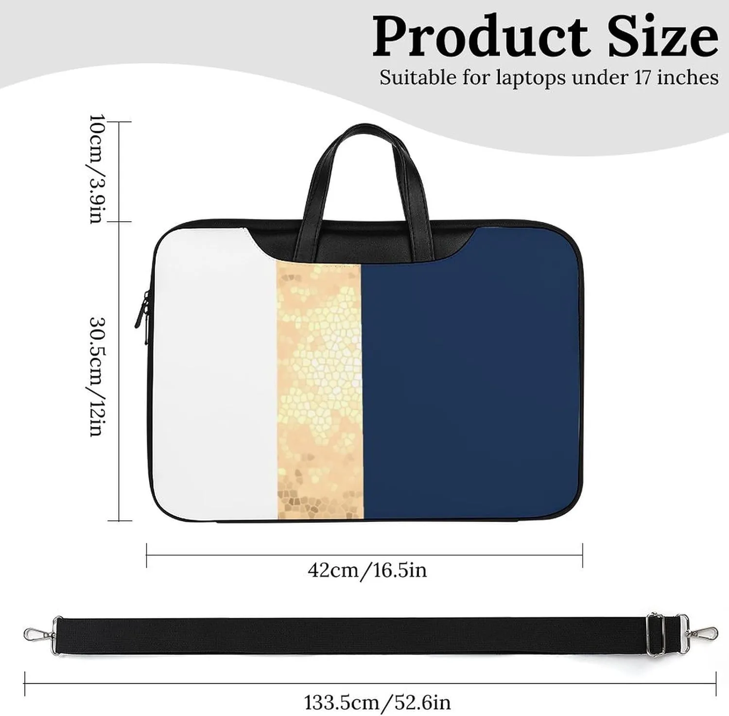 Lines Navy Blue And Yellow Handheld Single Shoulder Crossbody Laptop Bag Unisex