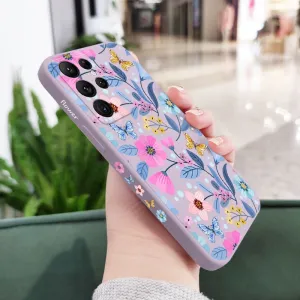 Liquid Silicone Floral Flower Pattern Case For Samsung Galaxy