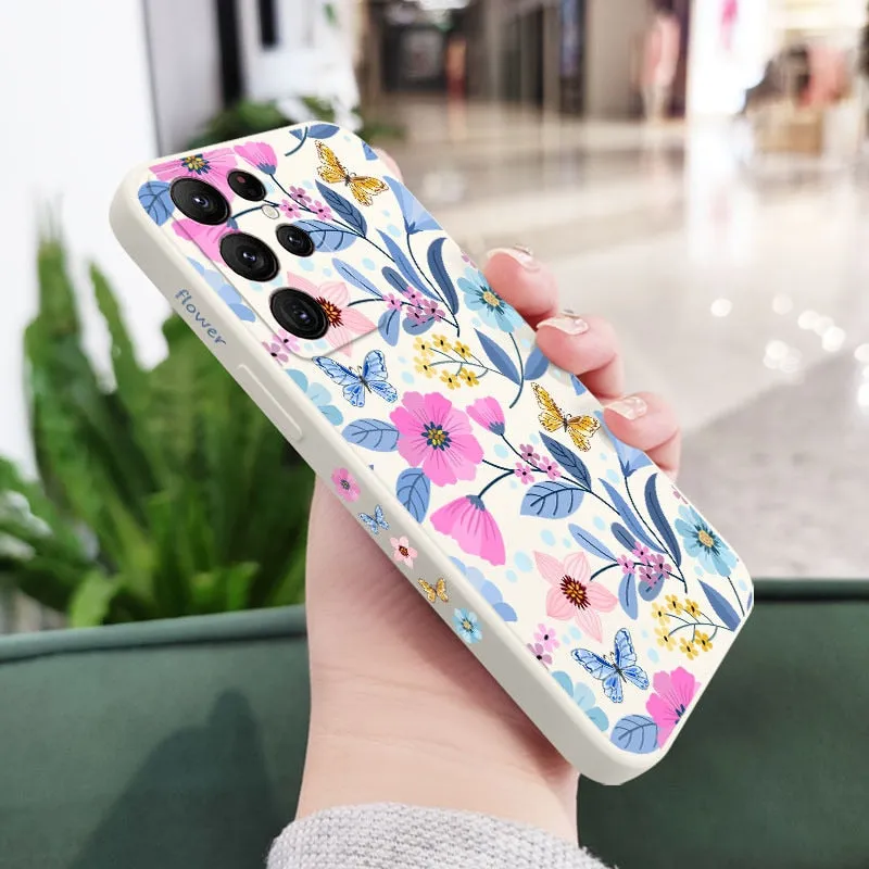 Liquid Silicone Floral Flower Pattern Case For Samsung Galaxy