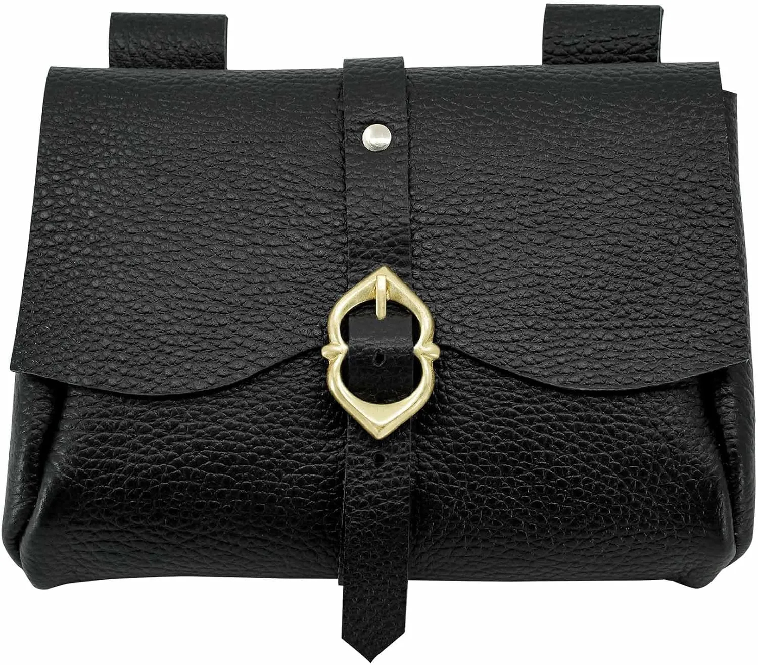 Lord of Battles Medieval Leather Bag - Renaissance Waist Bag for Roleplaying & Cosplay (Black)