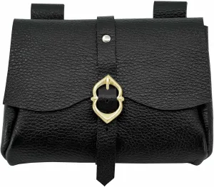 Lord of Battles Medieval Leather Bag - Renaissance Waist Bag for Roleplaying & Cosplay (Black)