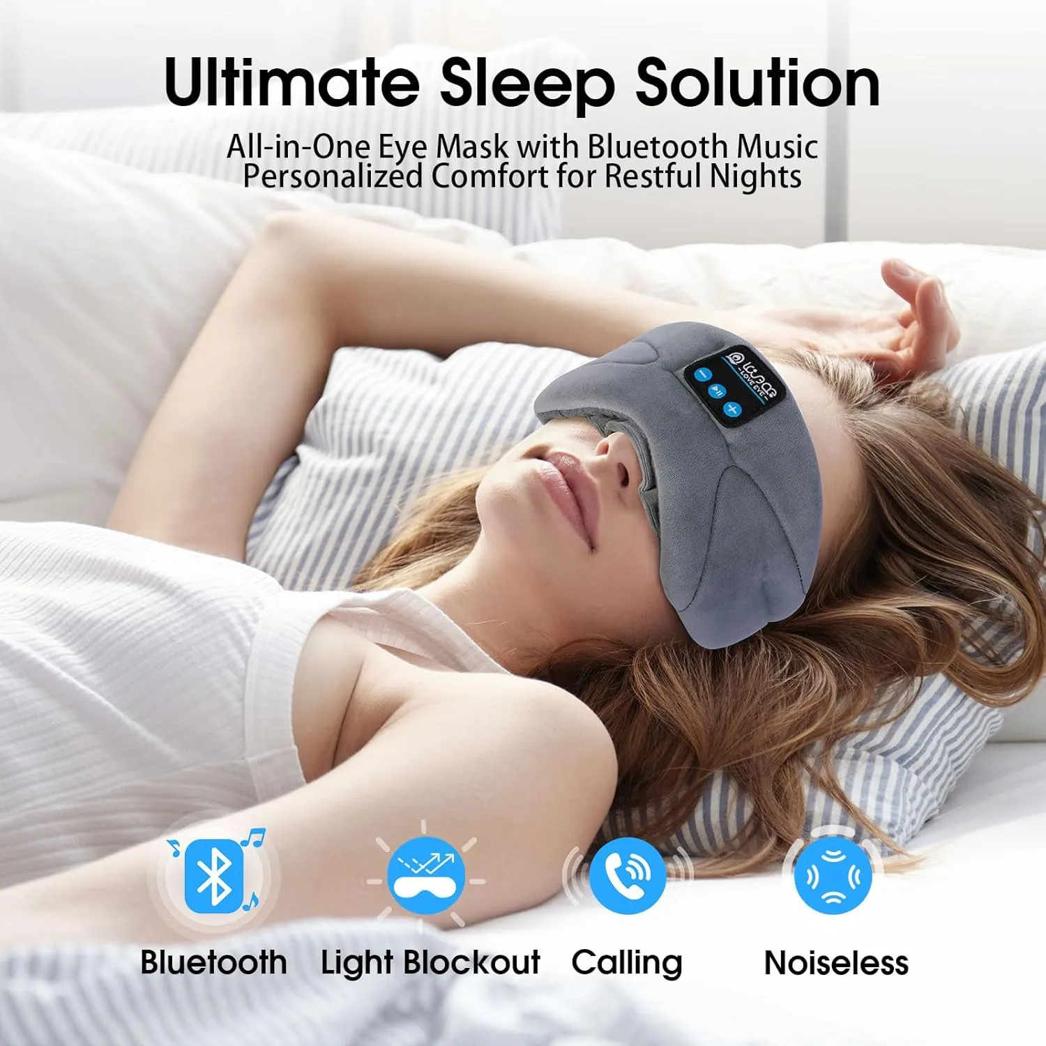LOVE EYE Sleep Headphones Bluetooth 5.4 Sleeping Eye Mask Wireless Music Earphones with HD Speakers for Side Sleepers Total Blackout Cotton Mask for Travel, Home, Office, Unique Gifts
