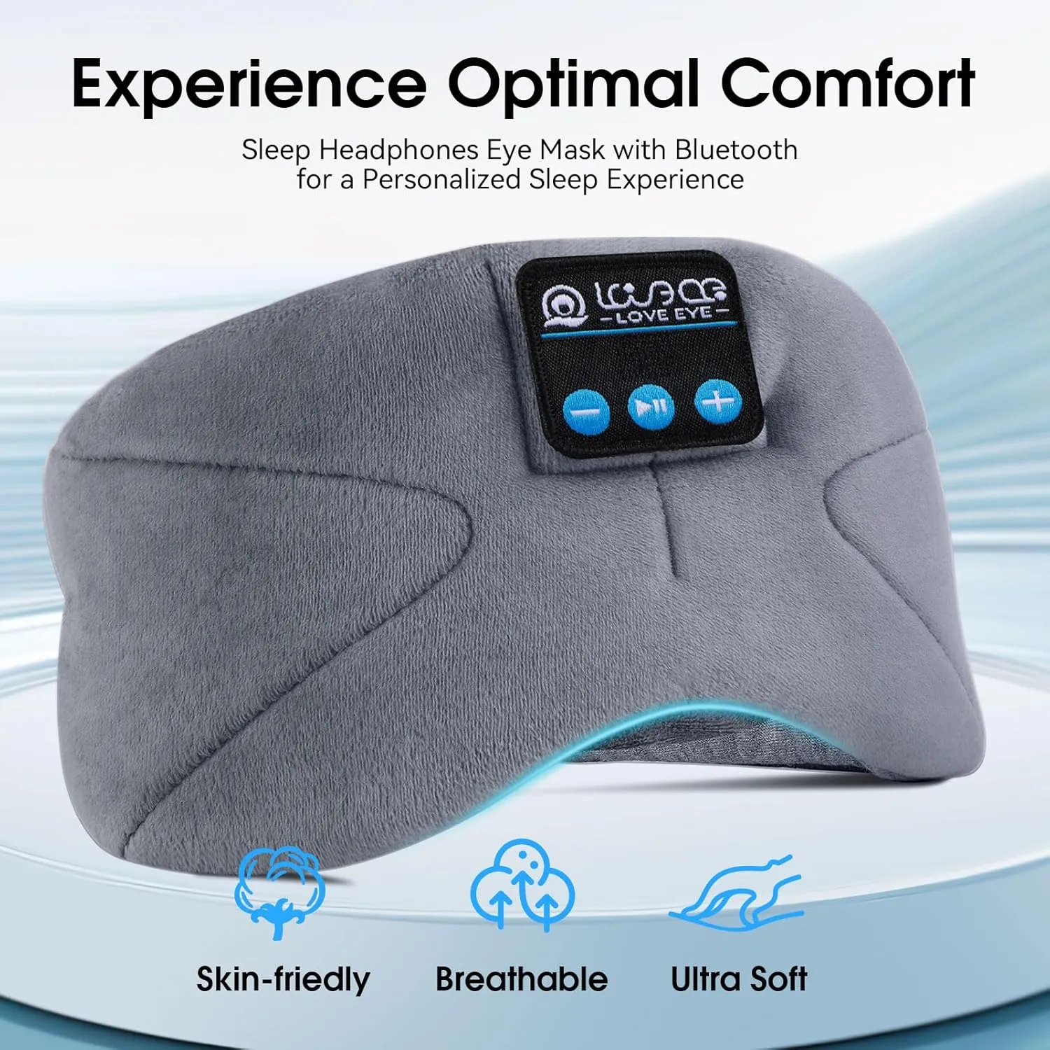 LOVE EYE Sleep Headphones Bluetooth 5.4 Sleeping Eye Mask Wireless Music Earphones with HD Speakers for Side Sleepers Total Blackout Cotton Mask for Travel, Home, Office, Unique Gifts