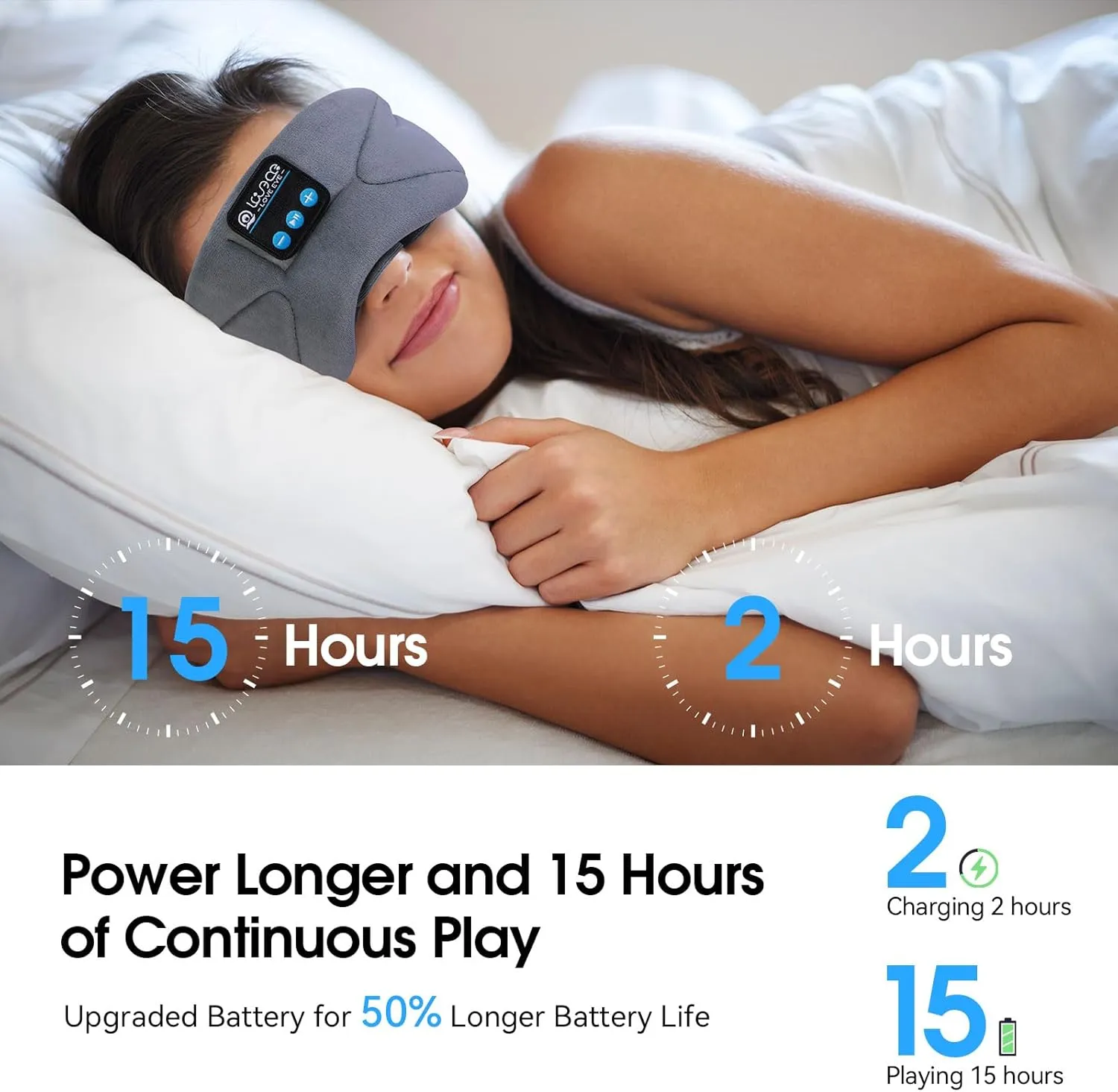 LOVE EYE Sleep Headphones Bluetooth 5.4 Sleeping Eye Mask Wireless Music Earphones with HD Speakers for Side Sleepers Total Blackout Cotton Mask for Travel, Home, Office, Unique Gifts