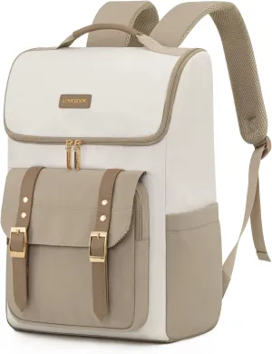 LOVEVOOK Laptop Backpack for Women,15.6 Inch Computer Backpack for School with U-Shaped Opening,Waterproof Nurse Teacher Backpack for College Work,Khaki