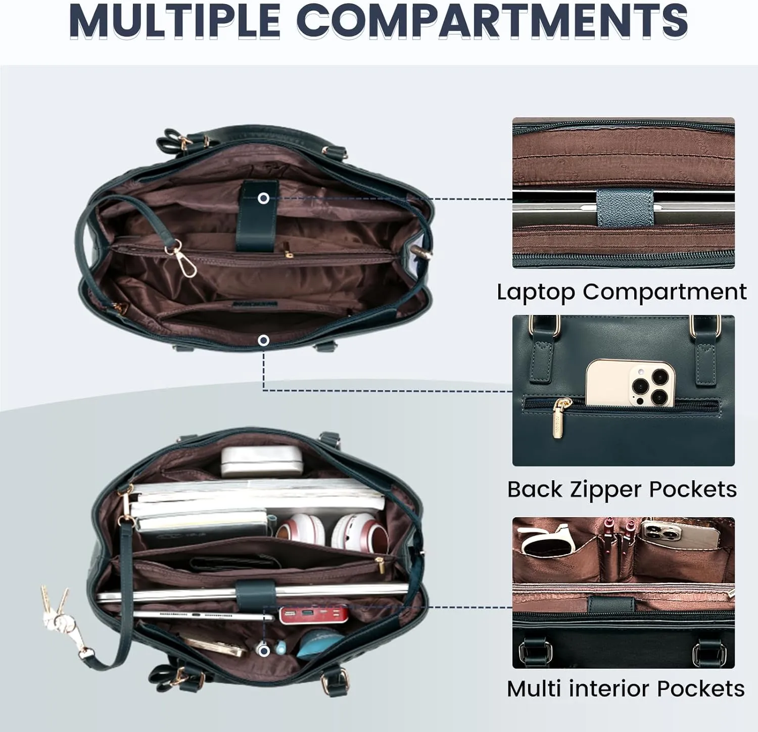 LOVEVOOK Laptop Tote Bag for Women 15.6 Inch Waterproof Leather Computer Bags for Business Office Work Briefcase