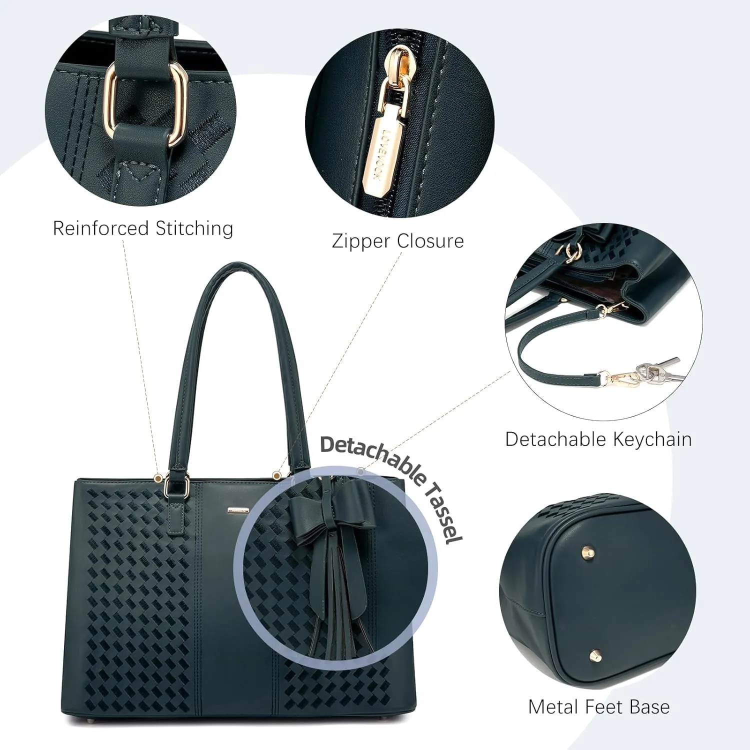 LOVEVOOK Laptop Tote Bag for Women 15.6 Inch Waterproof Leather Computer Bags for Business Office Work Briefcase