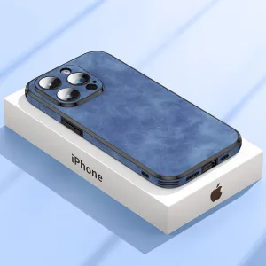 Luxury Leather Phone Case For iPhone With Camera Lens Protector