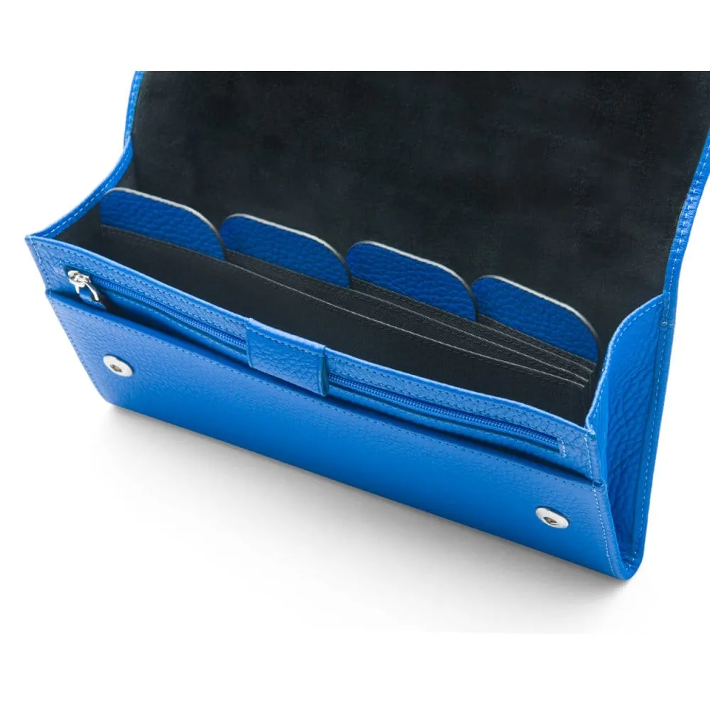 Luxury Leather Travel Wallet - Cobalt