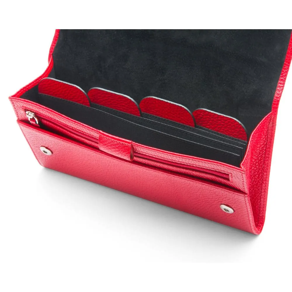 Luxury Leather Travel Wallet - Red