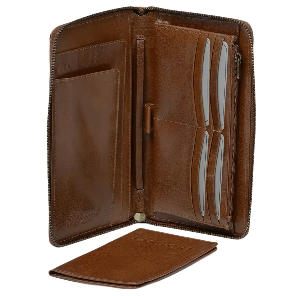 Luxury leather travel wallet set