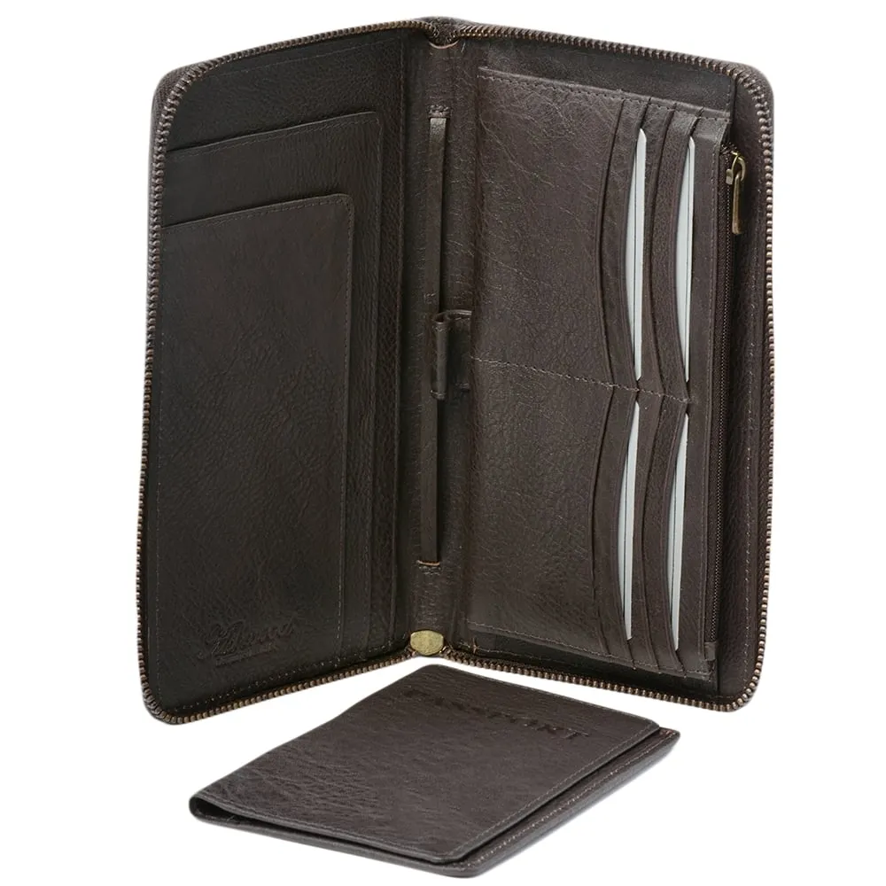 Luxury leather travel wallet set