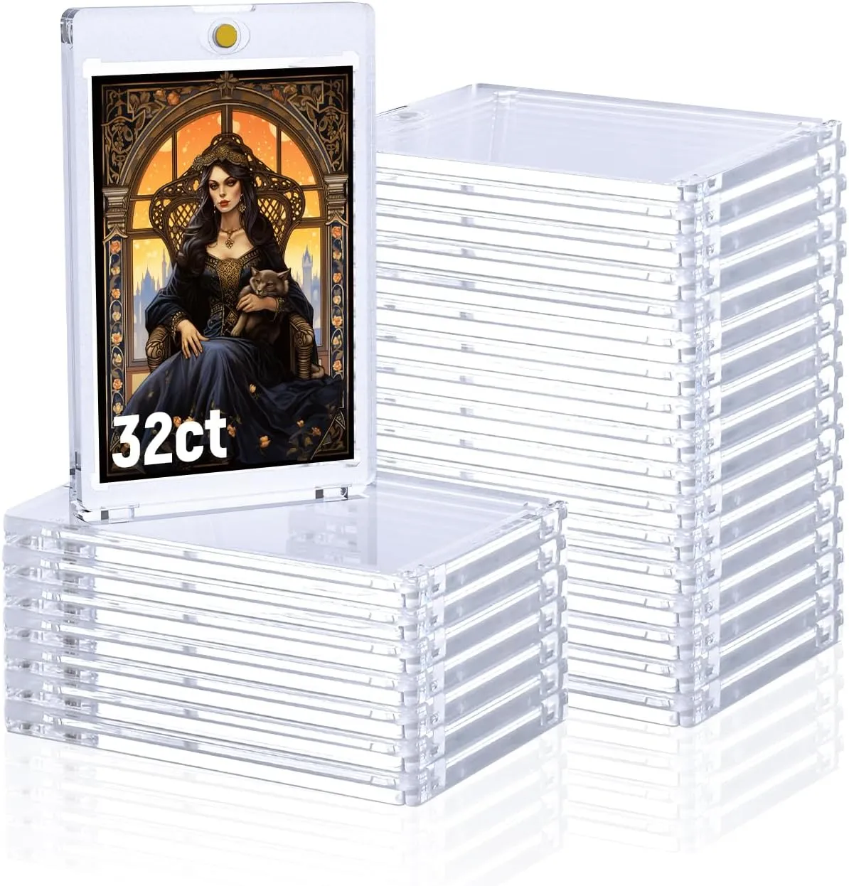 Lzerking 32ct 35pt Magnetic Card Holder - One Touch Card Storage for Trading Cards, Sports & Baseball Cards | Durable & Crystal Clear Protection