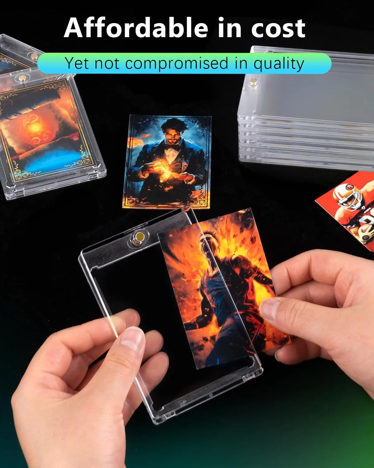 Lzerking 32ct 35pt Magnetic Card Holder - One Touch Card Storage for Trading Cards, Sports & Baseball Cards | Durable & Crystal Clear Protection