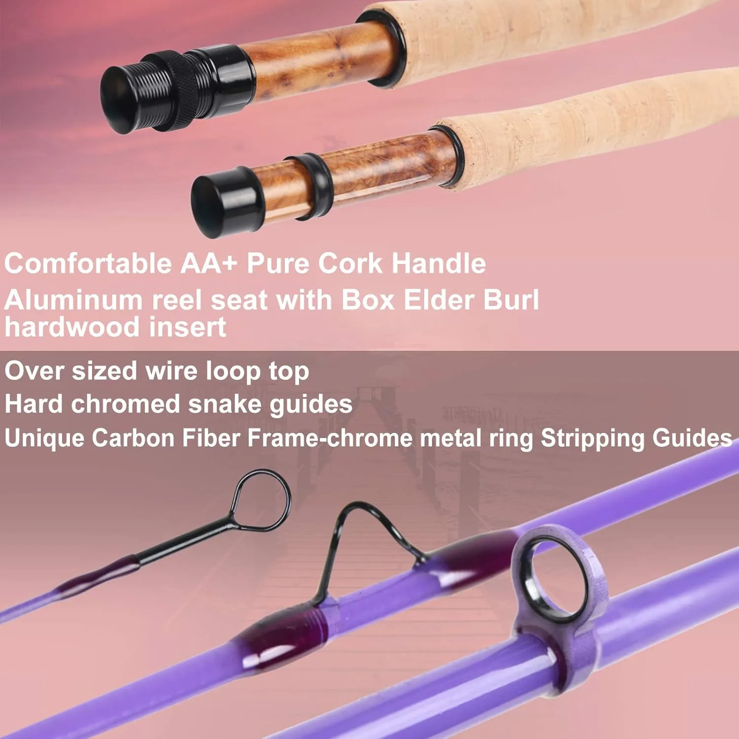 M MAXIMUMCATCH Maxcatch Fiberglass Fly Fishing Rod: 3wt/ 5wt/ 6wt/8wt in Blue,Orange, Purple or Transparent