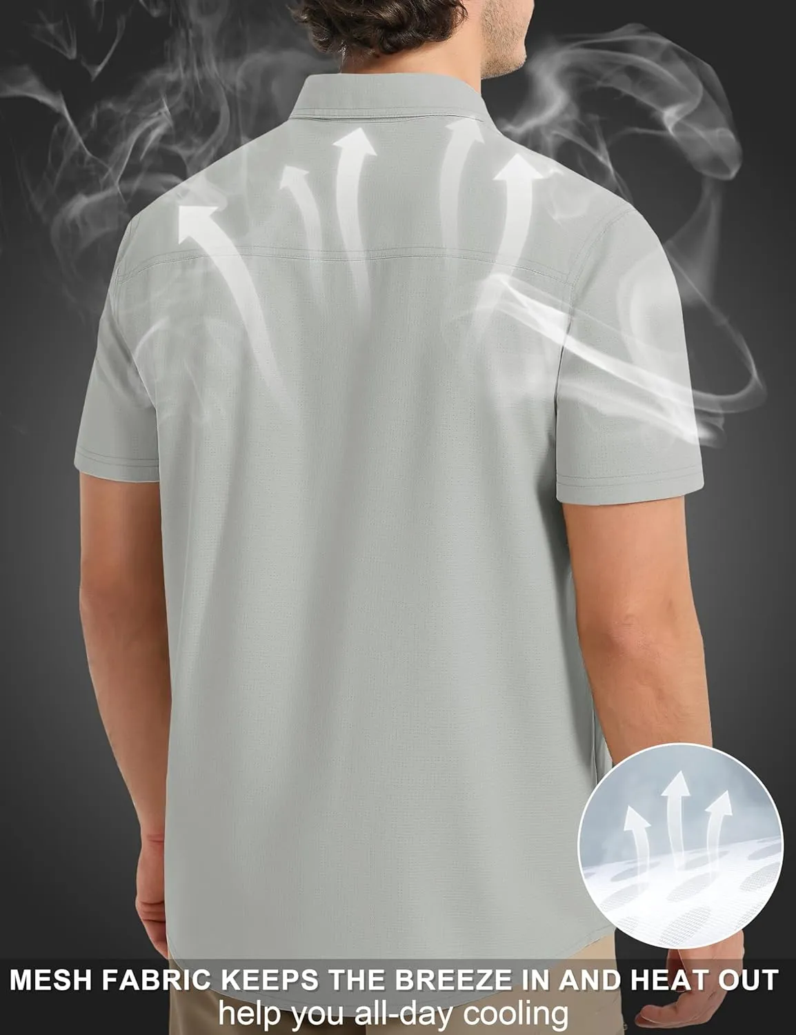 MAGCOMSEN Men's UPF 50  Fishing Shirts UV Sun Protection Cooling Quick Dry Short Sleeve Shirts for Hiking Safari Camping