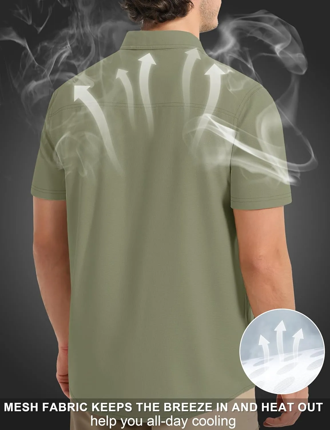 MAGCOMSEN Men's UPF 50  Fishing Shirts UV Sun Protection Cooling Quick Dry Short Sleeve Shirts for Hiking Safari Camping