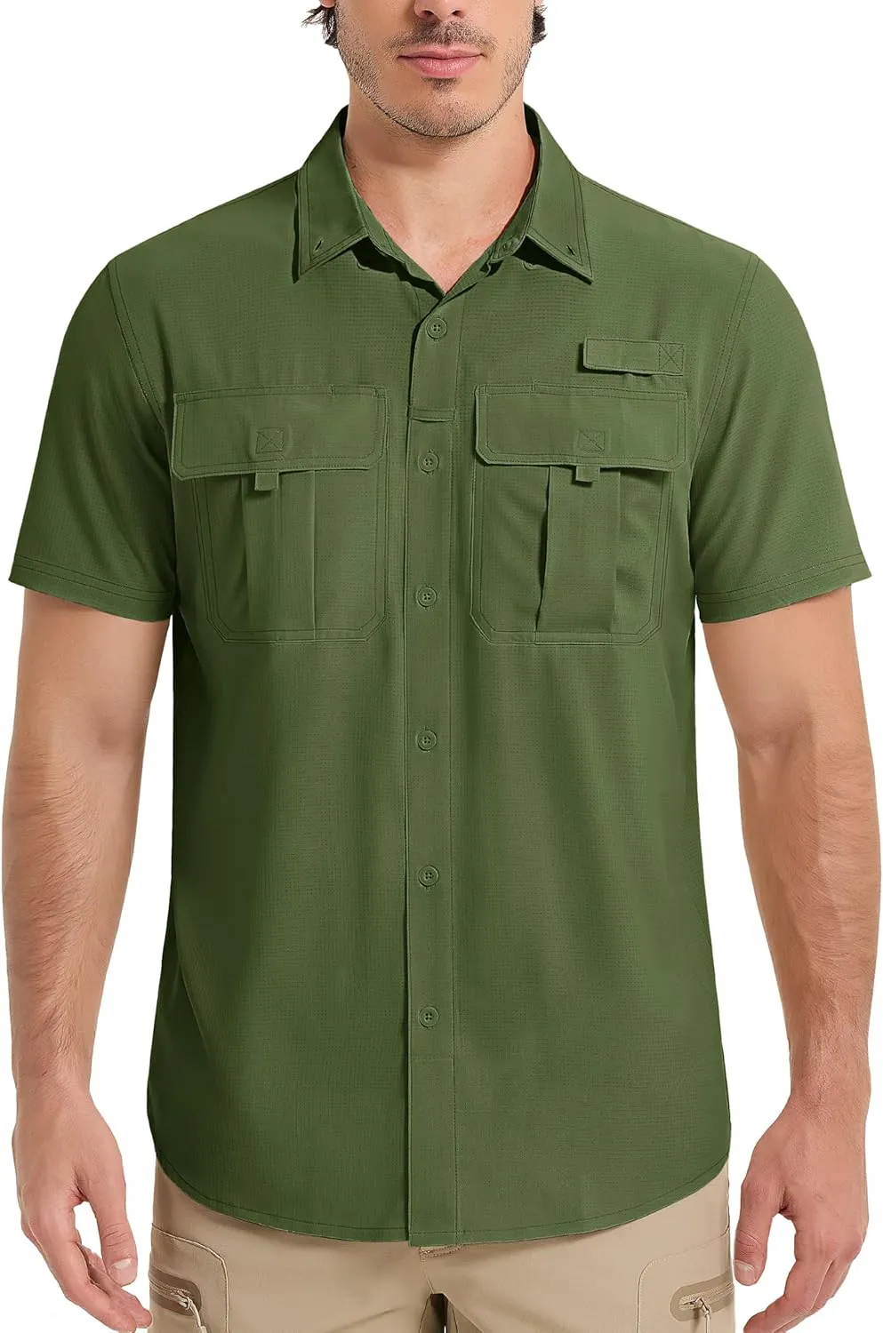 MAGCOMSEN Men's UPF 50  Fishing Shirts UV Sun Protection Cooling Quick Dry Short Sleeve Shirts for Hiking Safari Camping