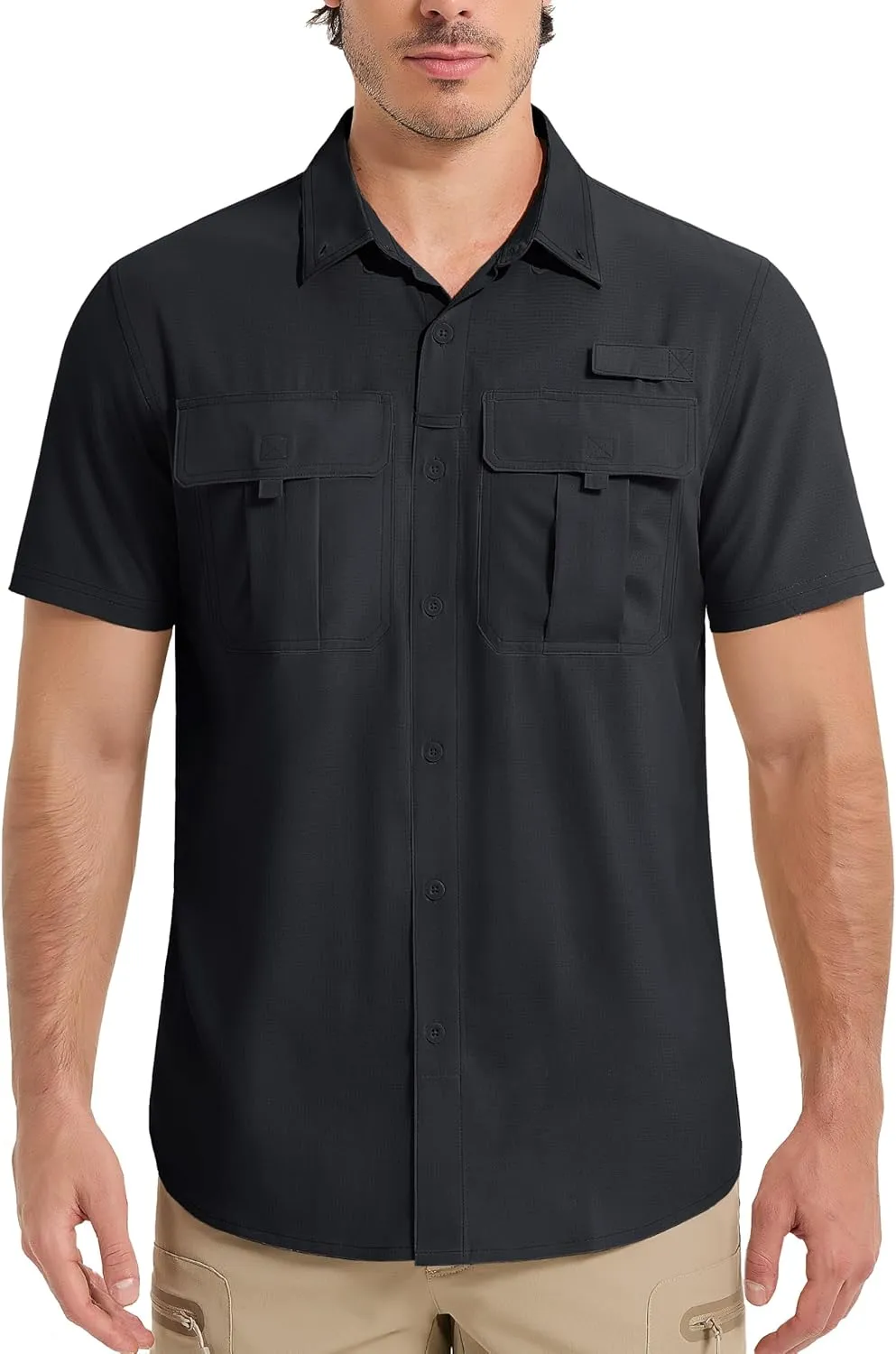 MAGCOMSEN Men's UPF 50  Fishing Shirts UV Sun Protection Cooling Quick Dry Short Sleeve Shirts for Hiking Safari Camping