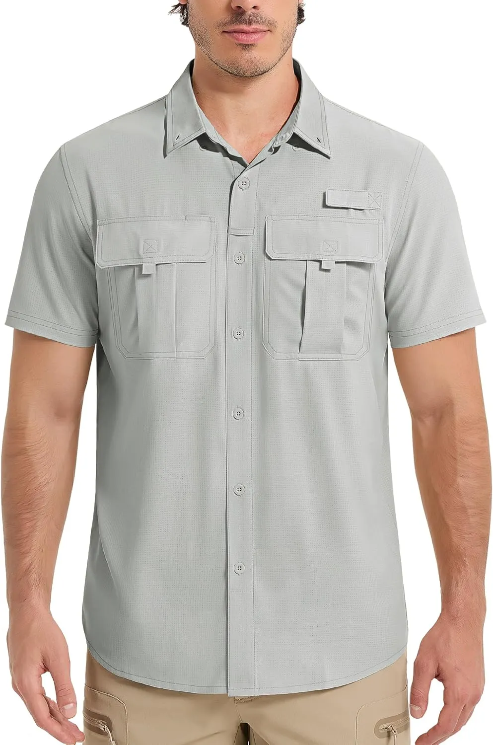MAGCOMSEN Men's UPF 50  Fishing Shirts UV Sun Protection Cooling Quick Dry Short Sleeve Shirts for Hiking Safari Camping