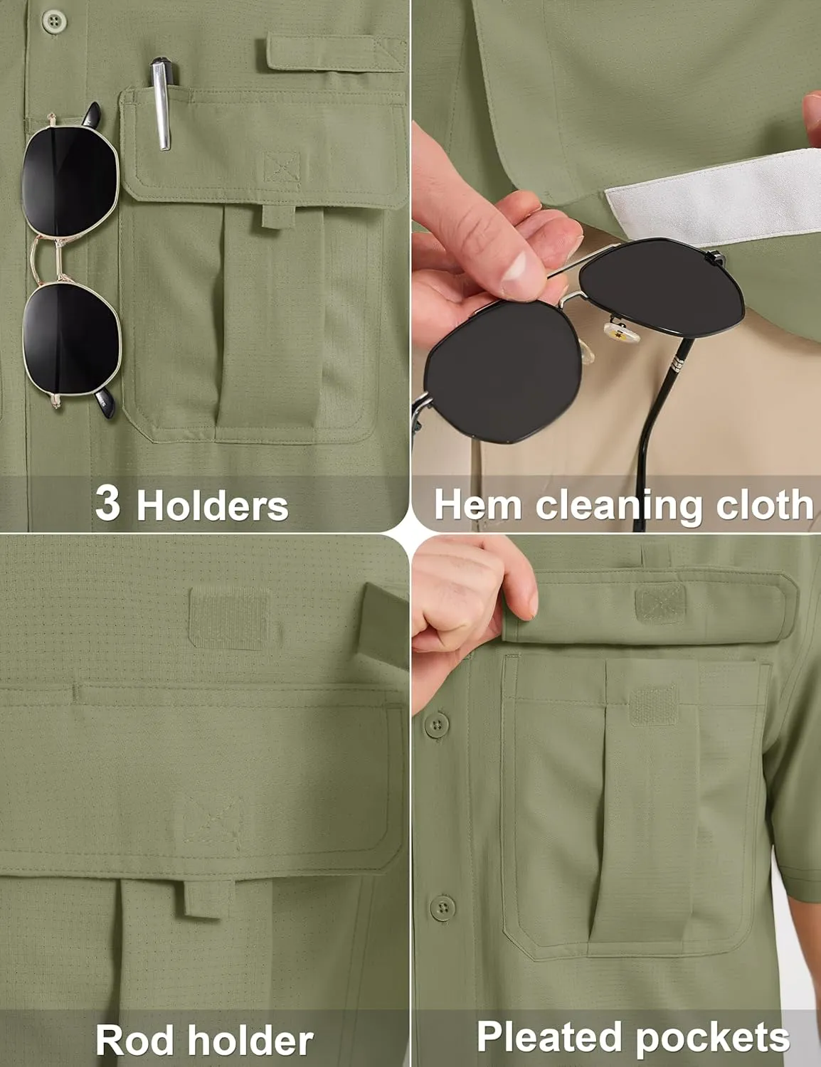 MAGCOMSEN Men's UPF 50  Fishing Shirts UV Sun Protection Cooling Quick Dry Short Sleeve Shirts for Hiking Safari Camping