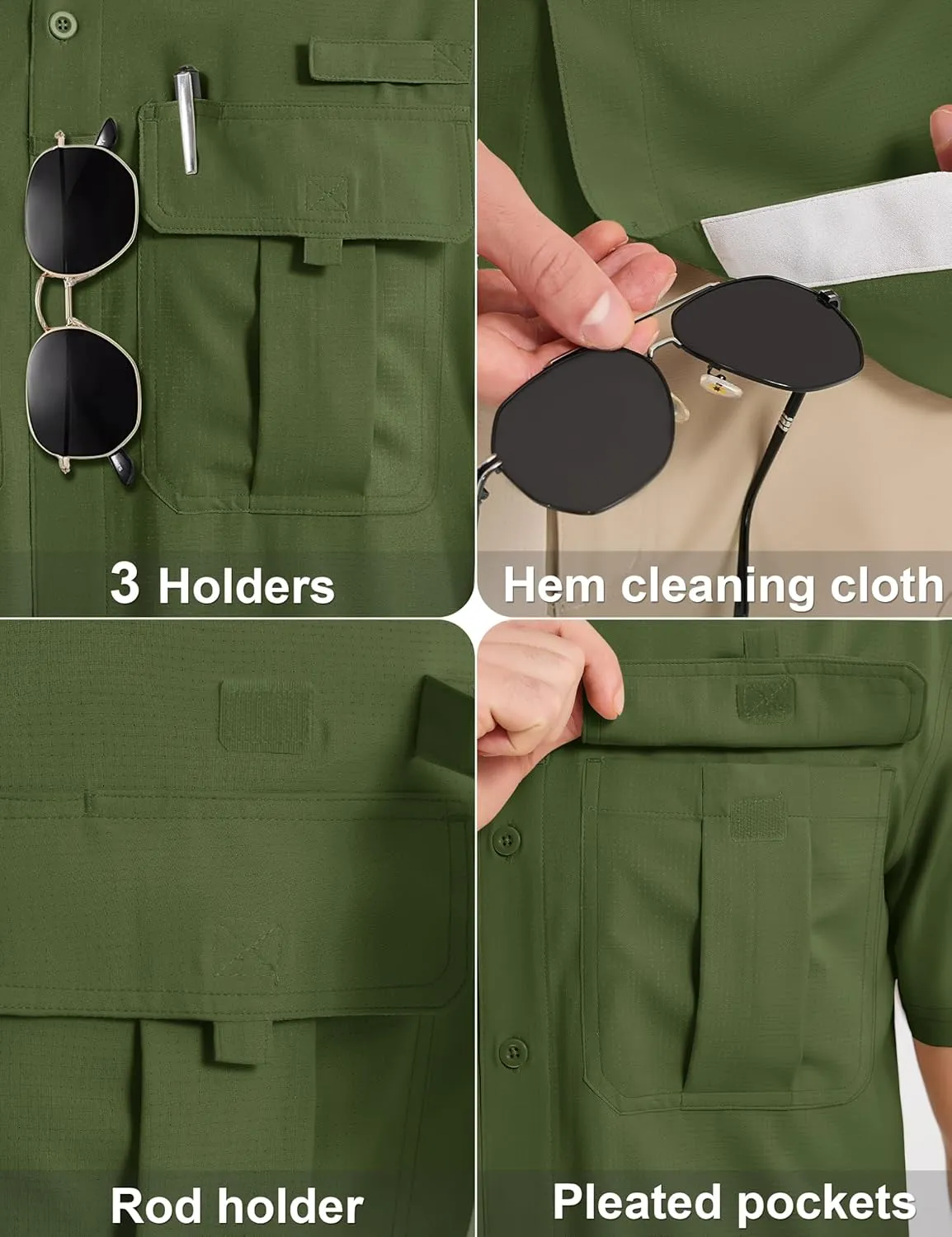 MAGCOMSEN Men's UPF 50  Fishing Shirts UV Sun Protection Cooling Quick Dry Short Sleeve Shirts for Hiking Safari Camping