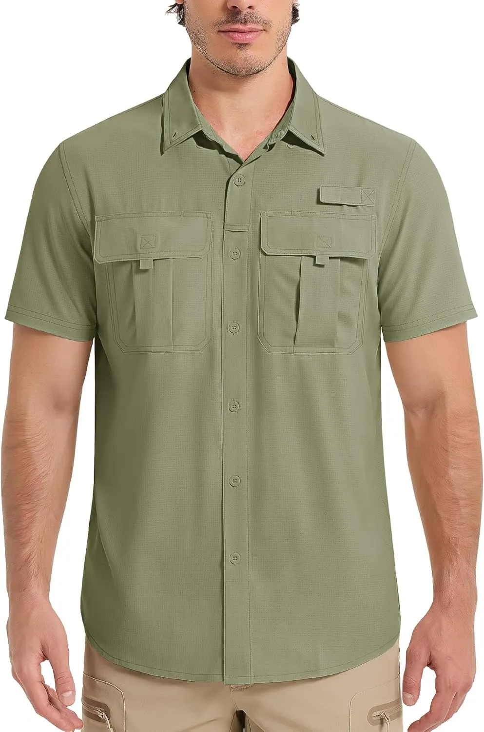 MAGCOMSEN Men's UPF 50  Fishing Shirts UV Sun Protection Cooling Quick Dry Short Sleeve Shirts for Hiking Safari Camping