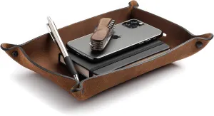Main Street Forge Leather Valet Tray for Men – Rustic EDC Organizer for Keys, Phone & Wallet – Made in USA - Rustic Montana