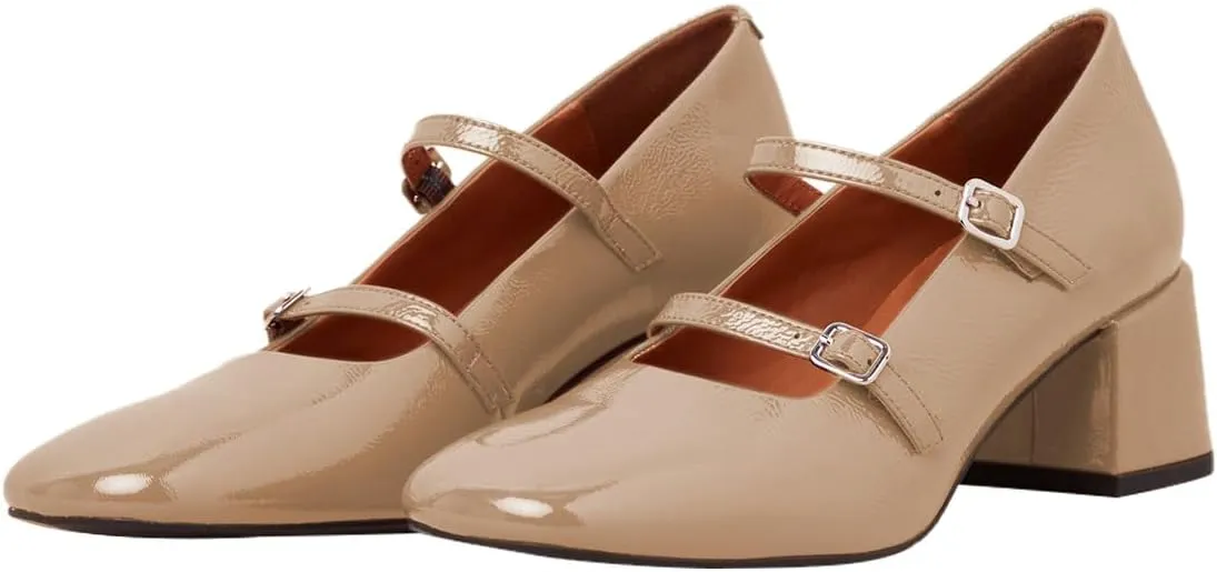 Maiyang Women Chic Two Straps Buckled Mary Jane Pumps Round Toe Chunky Mid Heel Party Event Dress Daily Shoes Size 4-16 US