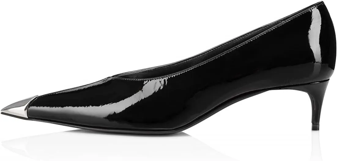 Maiyang Women Pointed Cap Toe Slip on Pumps Comfortable Low Kitten Heels Business Event Prom Dressy Shoes Size 4-16 US