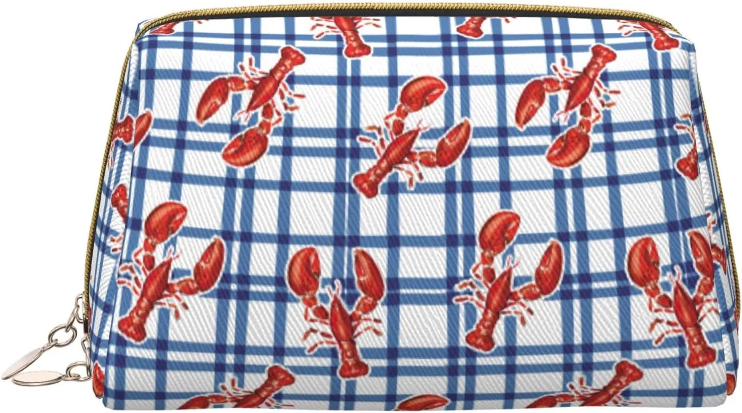 Makeup Bag, Cosmetic Bags Travel Toiletry Bag for Women, Crayfish Plaid Leather Large Capacity Makeup Bag Organizer, Water-Resistant Makeup Pouch Toiletry Bag for Women